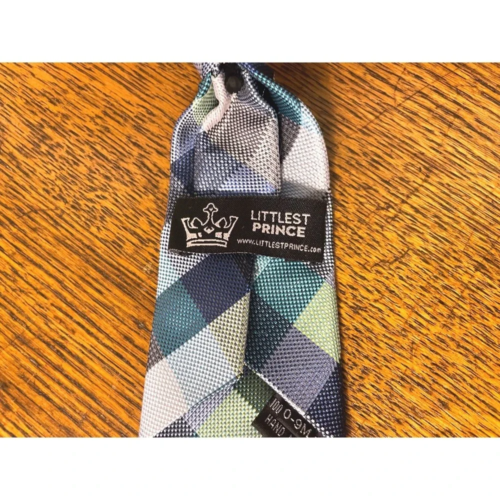 Littlest Prince Kids Boys Pre-Tied‎ Zip Plaid Necktie Hand Made 0-9 Months